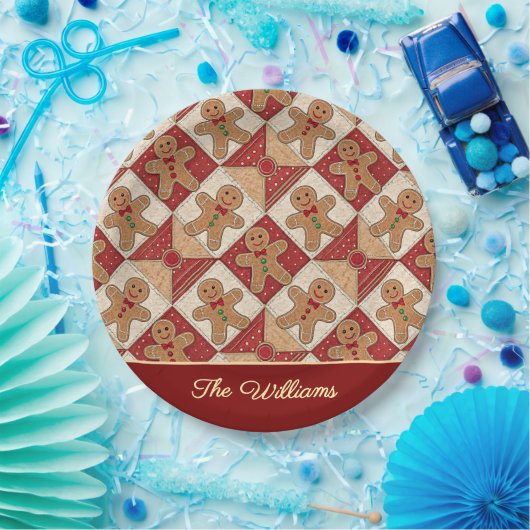 Süßer Lebkuchenmann-Patchwork-Muster-Stil Pappteller (Party)