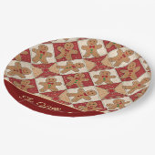 Süßer Lebkuchenmann-Patchwork-Muster-Stil Pappteller (Schrägansicht)