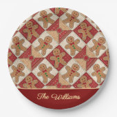 Süßer Lebkuchenmann-Patchwork-Muster-Stil Pappteller (Vorderseite)