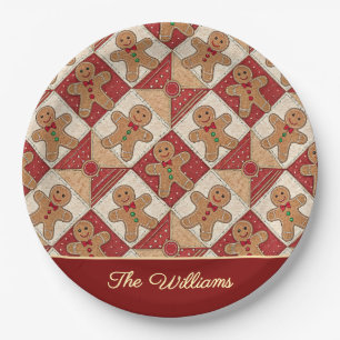 Süßer Lebkuchenmann-Patchwork-Muster-Stil Pappteller