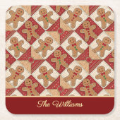 Süßer Lebkuchenmann-Patchwork-Muster-Stil Rechteckiger Pappuntersetzer (Vorderseite)