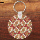 Süßer Lebkuchenmann-Patchwork-Muster-Stil Schlüsselanhänger (Rückseite)