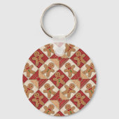 Süßer Lebkuchenmann-Patchwork-Muster-Stil Schlüsselanhänger (Rückseite)
