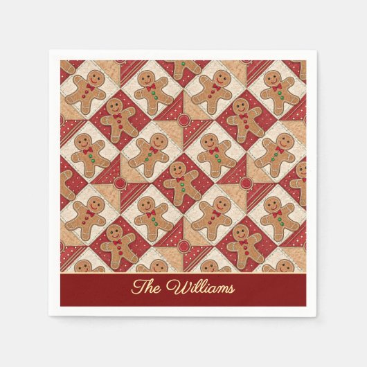 Süßer Lebkuchenmann-Patchwork-Muster-Stil Serviette (Vorderseite)