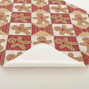 Süßer Lebkuchenmann-Patchwork-Muster-Stil Sherpadecke