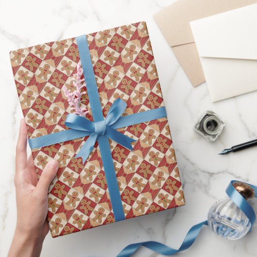 Süßer Lebkuchenmann-Patchwork-Weihnachten Geschenkpapier (Schenken)