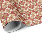Süßer Lebkuchenmann-Patchwork-Weihnachten Geschenkpapier (Rolleneckpunkt)