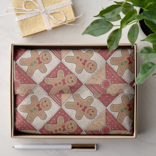 Süßer Lebkuchenmann-Patchwork-Weihnachten Seidenpapier (Geschenk)