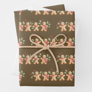 Süßer Lebkuchenmann Weihnachtsfeiertag Bäcker Gesc Geschenkpapier Set