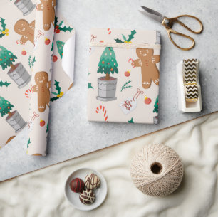 Süßer Lebkuchenmann-Zuckerstangen-Weihnachten Geschenkpapier