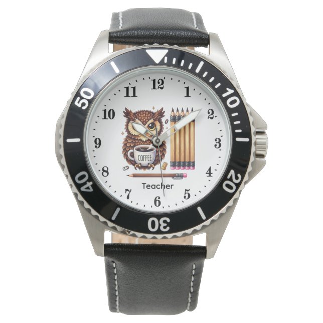Süßer Lehrer Eule anpassbar  Armbanduhr (Vorderseite)