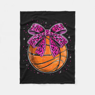Süßer Leopard Basketball rosa Schleife Frauen Mädc Fleecedecke