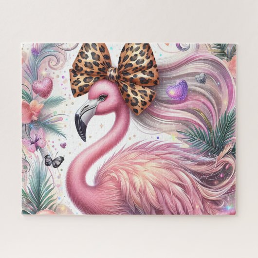 Süßer Leopard-Bogen-Flamingo Puzzle (Horizontal)