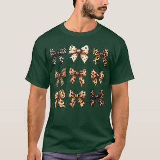 Süßer Leopard Gepard Druck Coquette Bögen Mädchenh T-Shirt