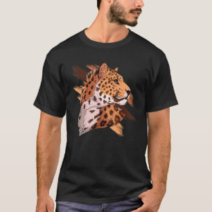 Süßer Leopardenkopf Frauen Mädchen Katze Tier Graf T-Shirt