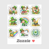 Süßer Leprechaun-Regenbogen-St.-Patrick's-Day-Set Aufkleber (Blatt)