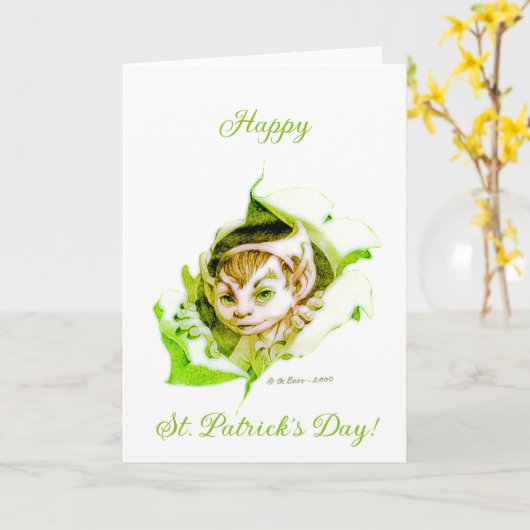 Süßer Leprechaun St. Patrick's Day Karte (Gelbe Blume)