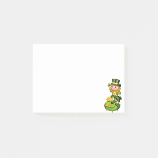 Süßer Leprechaun und Topf mit Gold Post-it-Notizen Post-it Klebezettel (Vorderseite)