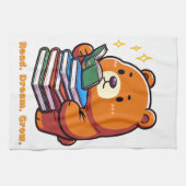 Süßer lesender Bär mit Büchern Kawaii Geschirrtuch (Horizontal)