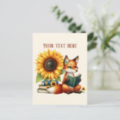 Süßer lesender Fuchs anpassbar Postkarte (Stehend Vorderseite)