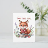 Süßer lesender Fuchs anpassbar  Postkarte (Stehend Vorderseite)