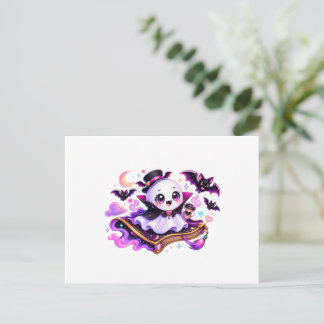 Süßer lesender Geist Halloween Postkarte