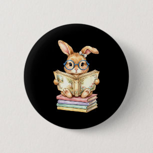 Süßer lesender Hase Ostern Bücher Leser Lehrer Button