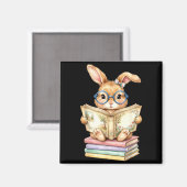 Süßer lesender Osterhase liest Bücher Lehrer Magnet (Vorderseite/Rückseite)