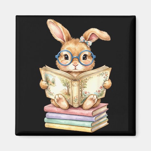 Süßer lesender Osterhase liest Bücher Lehrer Magnet (Vorne)