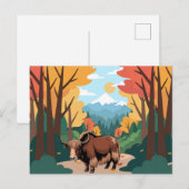 Süßer & liebenswerter brauner Yak Postkarte (Vorne/Hinten)