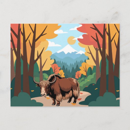 Süßer & liebenswerter brauner Yak Postkarte (Vorderseite)