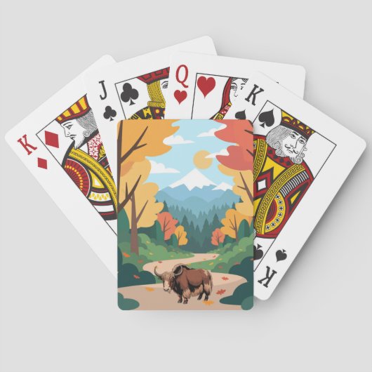 Süßer & liebenswerter brauner Yak Spielkarten (Rückseite)
