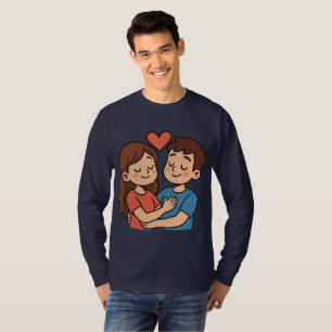 Süßer Liebesticker Cartoon-Paar in Liebe T-Shirt