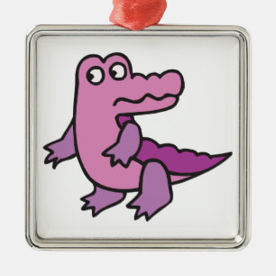 süßer lila Alligator Silbernes Ornament