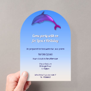 Süßer lila Delfin - Geburtstagsfeier Acryleinladungen