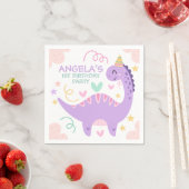 Süßer lila Dinosaurier Kindergeburtstag Serviette (Beispiel)