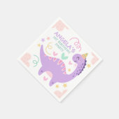 Süßer lila Dinosaurier Kindergeburtstag Serviette (Ecke)