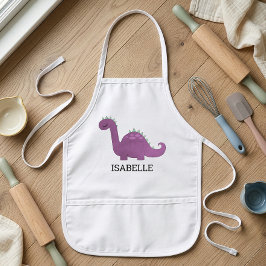 Süßer lila Dinosaurier personalisiert Kinderschürze