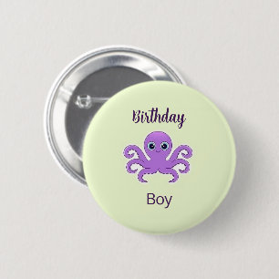Süßer lila Oktopus grün Button