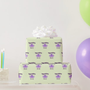 Süßer lila Oktopus grün Geschenkpapier