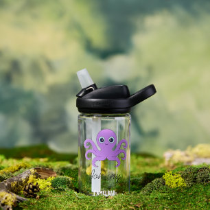 Süßer lila Oktopus grün Trinkflasche