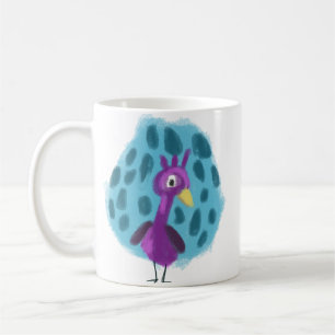 Süßer lila Pfau abstraktes Blattmuster Kaffee Kaffeetasse