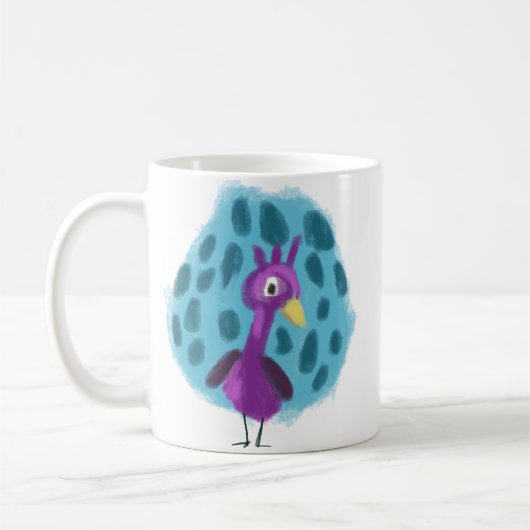 Süßer lila Pfau abstraktes Blattmuster Kaffee Kaffeetasse (Links)
