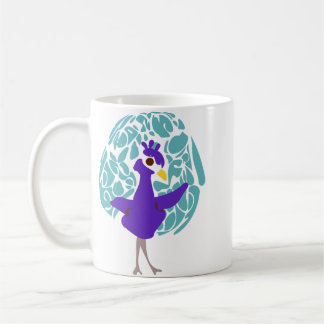 Süßer lila Pfau abstraktes Blattmuster Kaffee Kaffeetasse