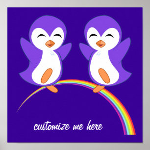 Süßer lila Pinguin Poster