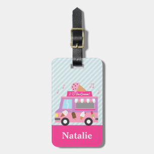 Süßer lila rosa Eiscreme-LKW für Mädchen Gepäckanhänger