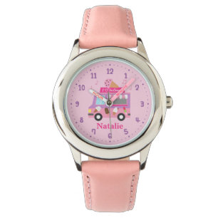 Süßer lila rosa Eiscreme-Wagen für Mädchen Armbanduhr