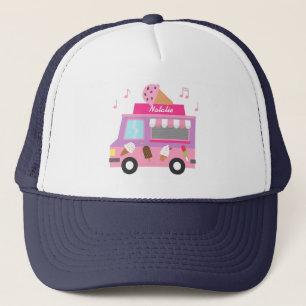 Süßer lila rosa Eiswagen für Mädchen Truckerkappe