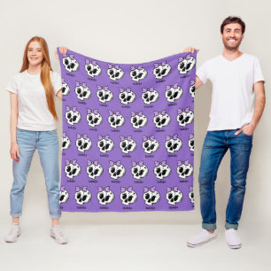 Süßer lila Schleifen Halloween-Totenkopf mit indiv Fleecedecke