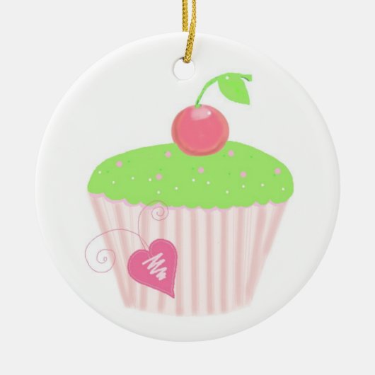 Süßer Limoner Cupcake Keramik Ornament (Vorne)
